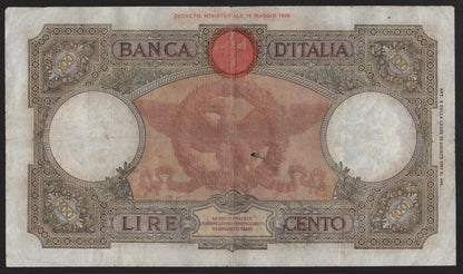 100 LIRE ROMA GUERRIERA (FASCIO) 23/10/1940 qBB