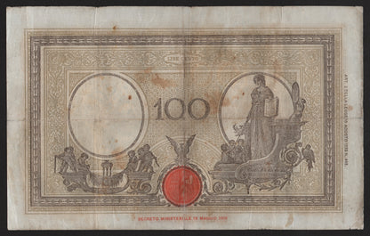 100 LIRE GRANDE "B" (FASCIO) BARBETTI 09/12/1942 qBB