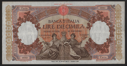 10000 LIRE REPUBBLICHE MARINARE REGINE DEL MARE 24/03/1962 BB+