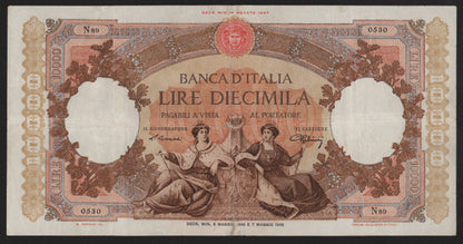 10000 LIRE REPUBBLICHE MARINARE REGINE DEL MARE 08/05/1948 MB+