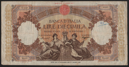 10000 LIRE REPUBBLICHE MARINARE REGINE DEL MARE 21/11/1955 BB