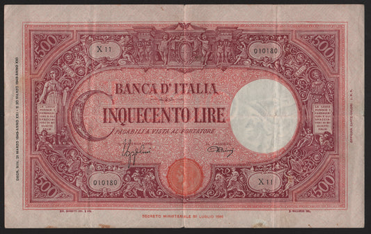 500 LIRE GRANDE "C" (FASCIO) 31/03/1943 BB