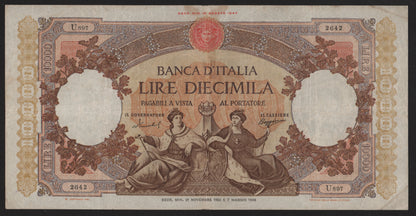 10000 LIRE REPUBBLICHE MARINARE REGINE DEL MARE 21/11/1955 BB