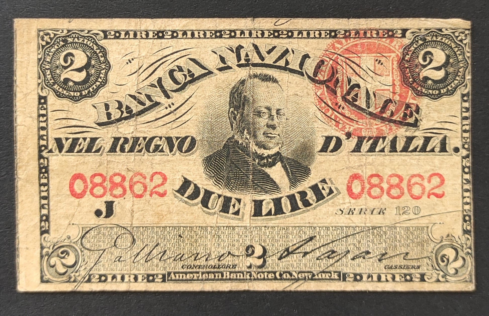 2 LIRE BANCA NAZIONALE NEL REGNO D'ITALIA 22/01/1868 (BB) - Numismatica_ita