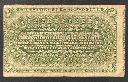 2 LIRE BANCA NAZIONALE NEL REGNO D'ITALIA 22/01/1868 (BB) - Numismatica_ita