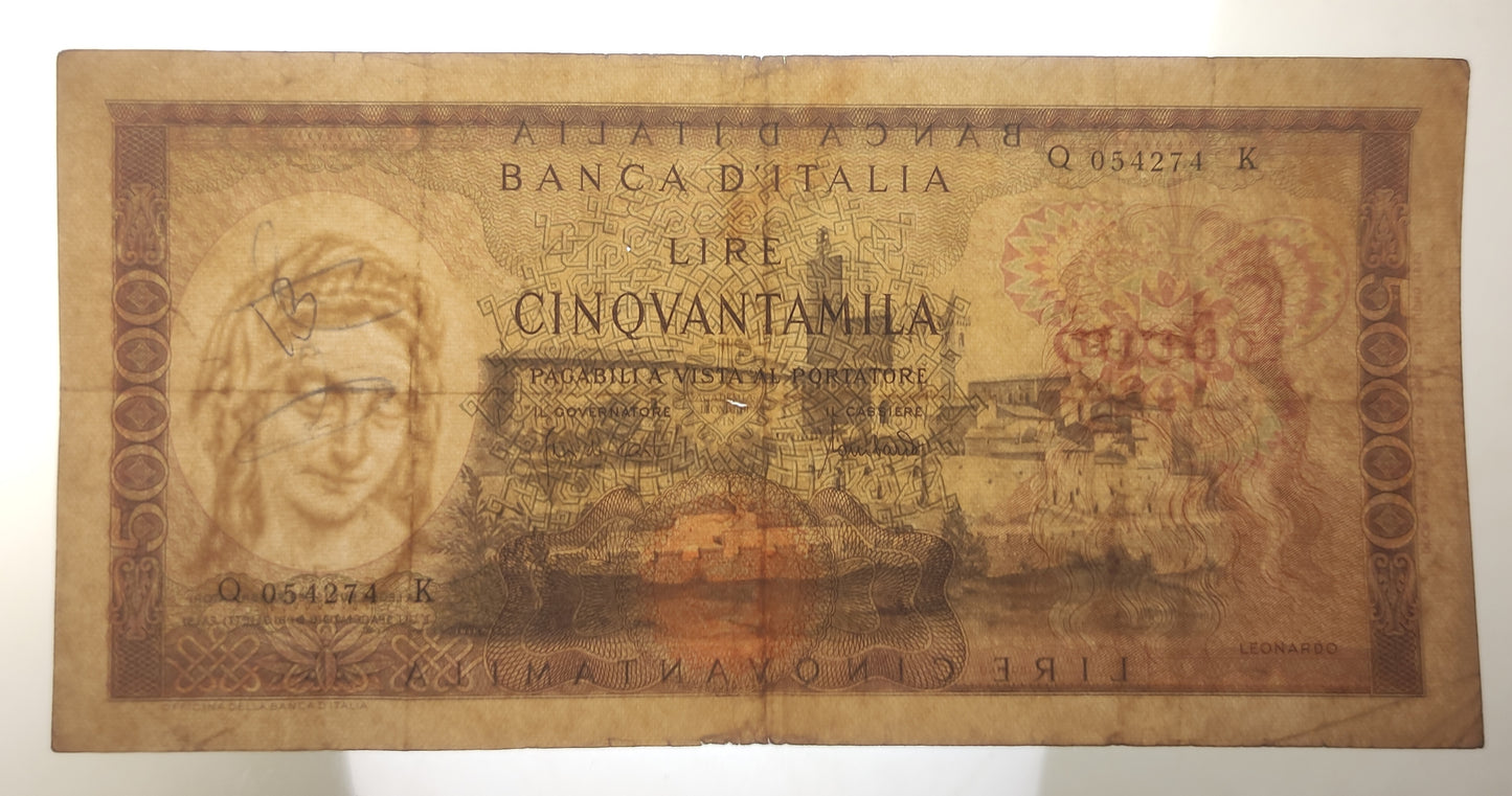 50000 LIRE LEONARDO DA VINCI 19/07/1970 BB