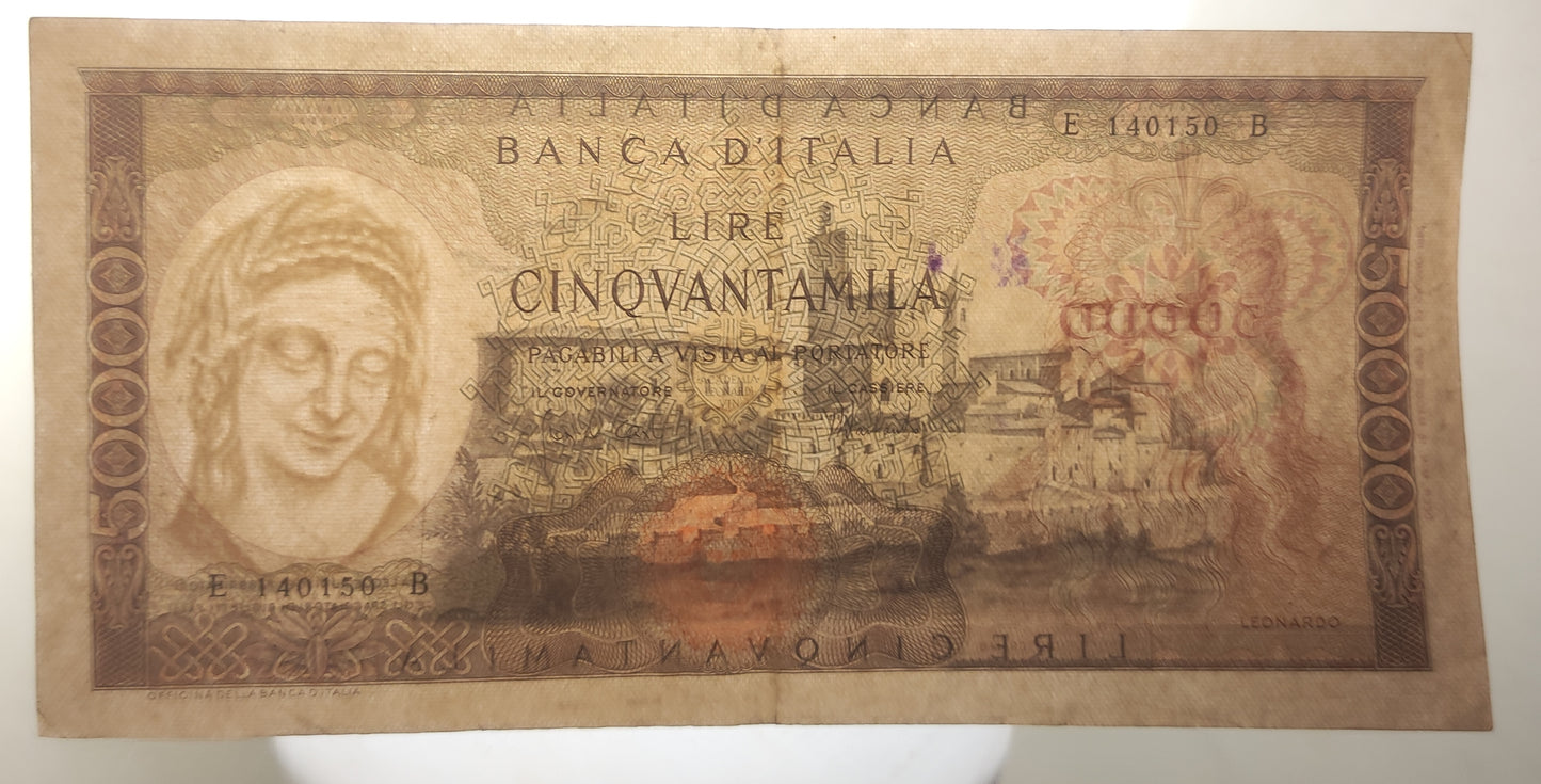 50000 LIRE LEONARDO DA VINCI 16/05/1972 BB