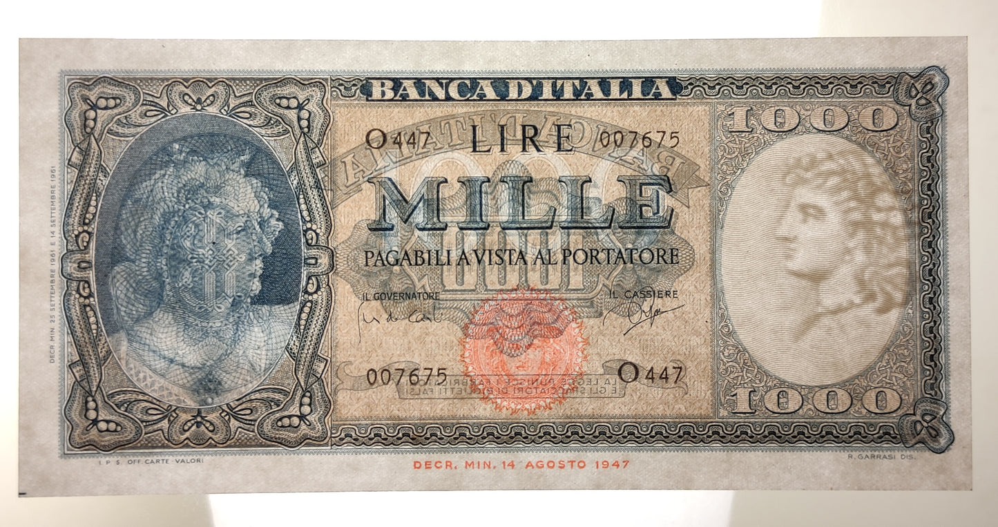 1000 LIRE ITALIA ORNATA DI PERLE 25/09/1961 qFDS