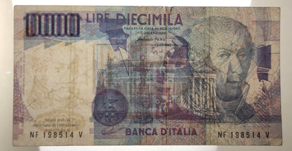 10000 LIRE VOLTA FALSO D'EPOCA LETTERA F 1994 BB