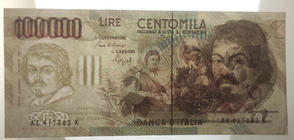 100000 LIRE CARAVAGGIO 1° TIPO LETTERA E 1992 BB