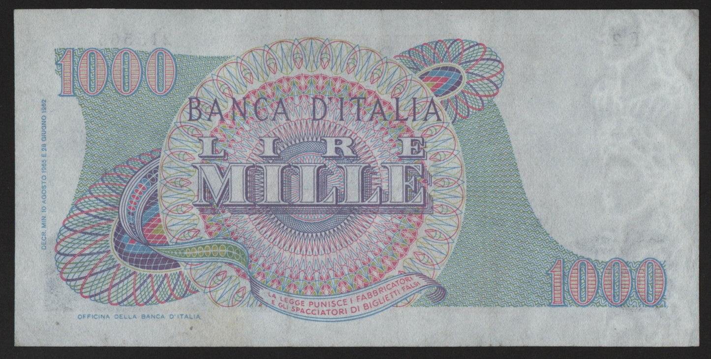 1000 LIRE VERDI 1° TIPO 10/08/1965 qSPL