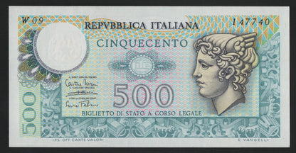 500 LIRE MERCURIO SERIE SOSTITUTIVA W09 1974 qFDS