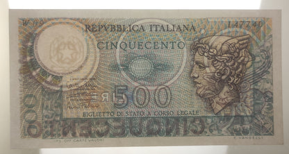 500 LIRE MERCURIO SERIE SOSTITUTIVA W09 1974 qFDS