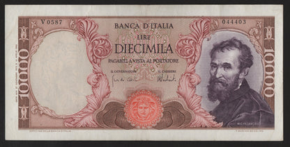 10000 LIRE MICHELANGELO 27/11/1973 BB+