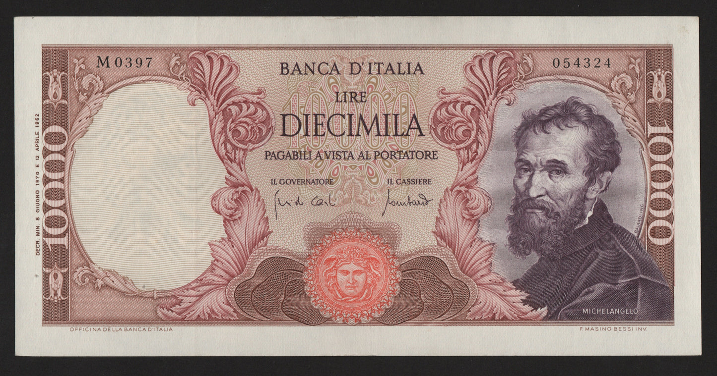 10000 LIRE MICHELANGELO 08/06/1970 SPL