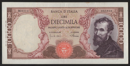 10000 LIRE MICHELANGELO 04/01/1968 qSPL