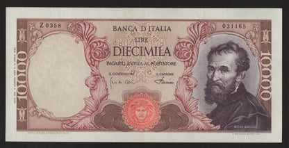 10000 LIRE MICHELANGELO 04/01/1968 SPL