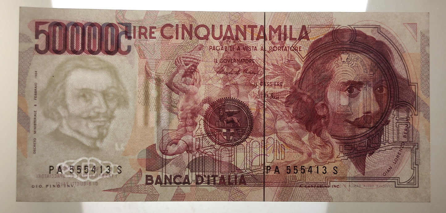 50000 LIRE BERNINI 1° TIPO LETTERA A 15/03/1984 qSUP