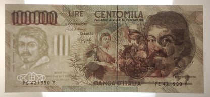 100000 LIRE CARAVAGGIO 1° TIPO LETTERA E 1992 FDS