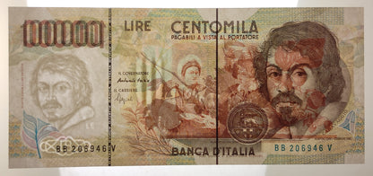 100000 LIRE CARAVAGGIO 2° TIPO LETTERA B 1995 qFDS