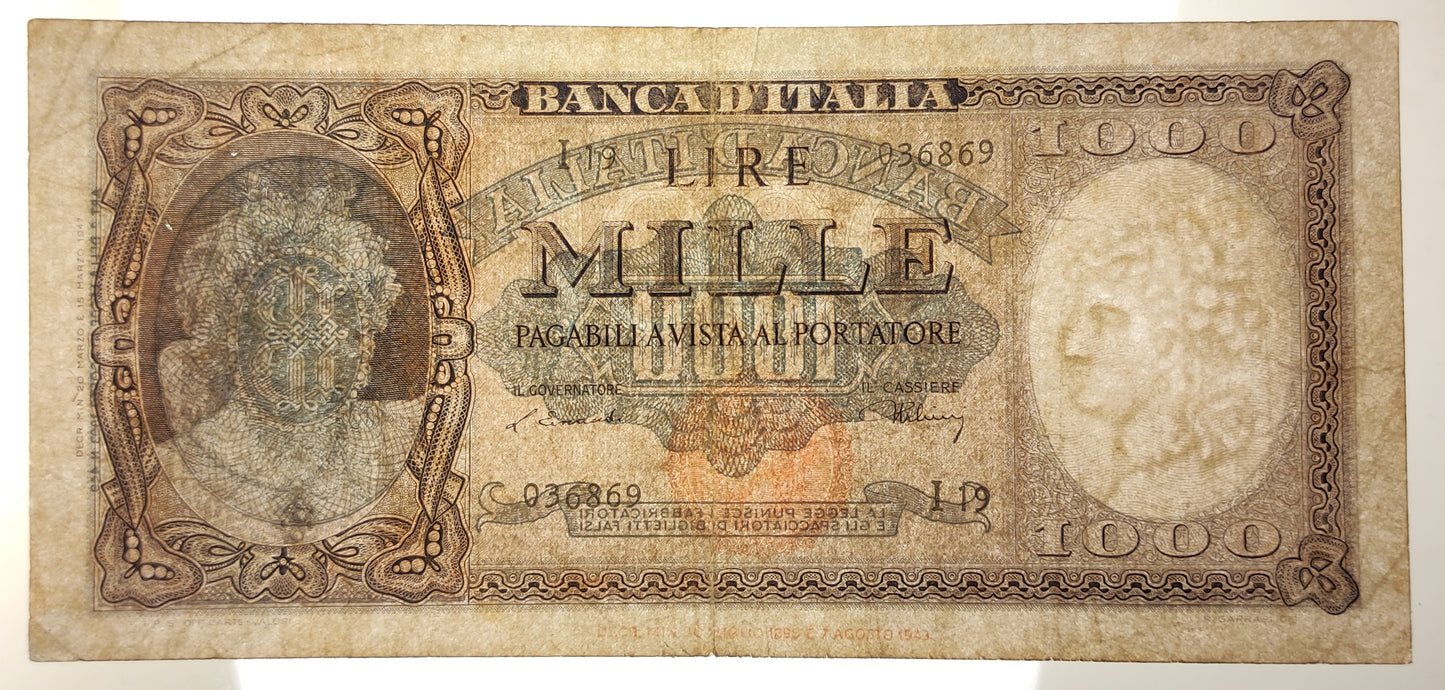 1000 LIRE ITALIA ORNATA DI PERLE (TESTINA) 20/03/1947 BB