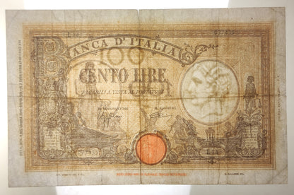 100 LIRE GRANDE "L" (FASCIO) BARBETTI 09/12/1942 BB