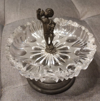 ANTICO CENTROTAVOLA/POSACENERE CON PUTTO - VINTAGE DA COLLEZIONE