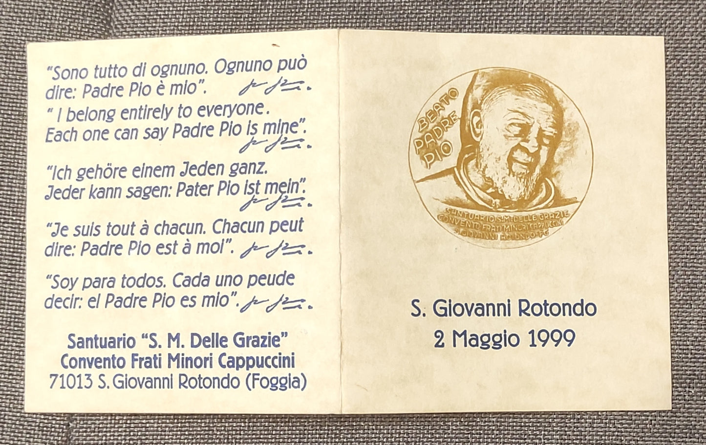 MEDAGLIA BEATIFICAZIONE PADRE PIO 1999 IN BRONZO FDC - DA COLLEZIONE