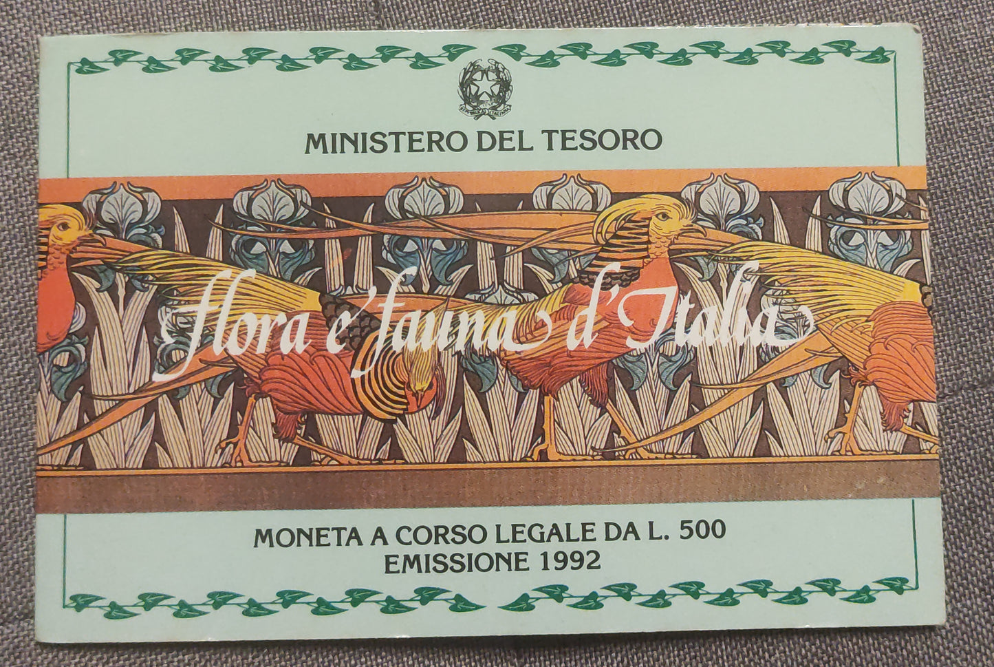 500 LIRE 1992 FLORA E FAUNA D'ITALIA - MONETA IN ARGENTO FDC - DA COLLEZIONE