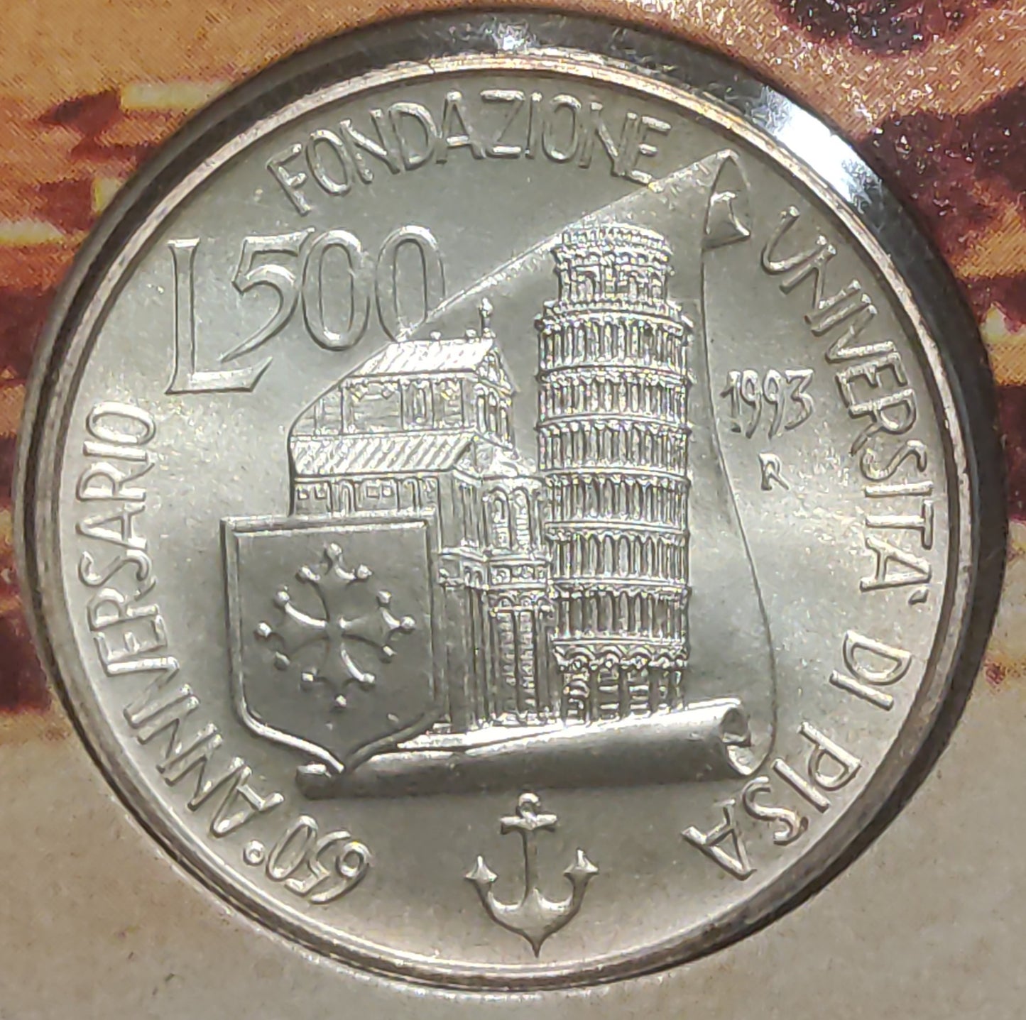 500 LIRE 1993 IPZS 650° ANNIVERSARIO UNIVERSITÀ DI PISA - MONETA IN ARGENTO FDC