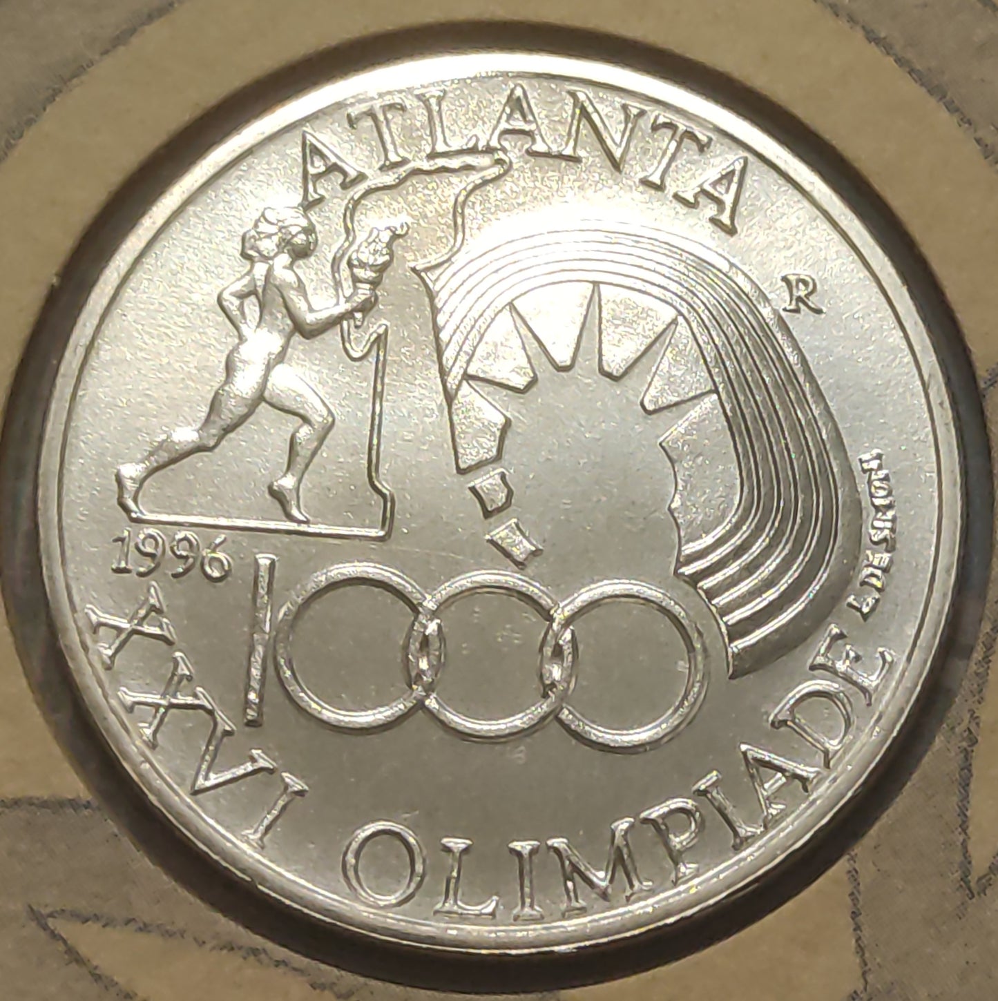 1000 LIRE 1996 IPZS XXVI OLIMPIADE DI ATLANTA - MONETA IN ARGENTO FDC