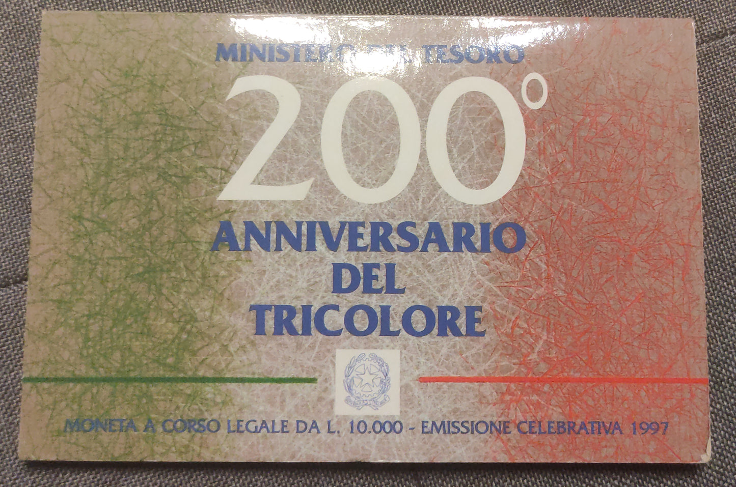 10000 LIRE 1997 IPZS 200° ANNIVERSARIO DEL TRICOLORE - MONETA IN ARGENTO FDC