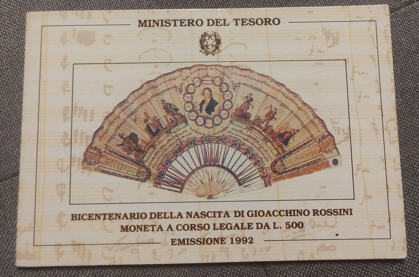 500 LIRE 1992 200 ANNI DELLA NASCITA DI ROSSINI - MONETA IN ARGENTO FDC