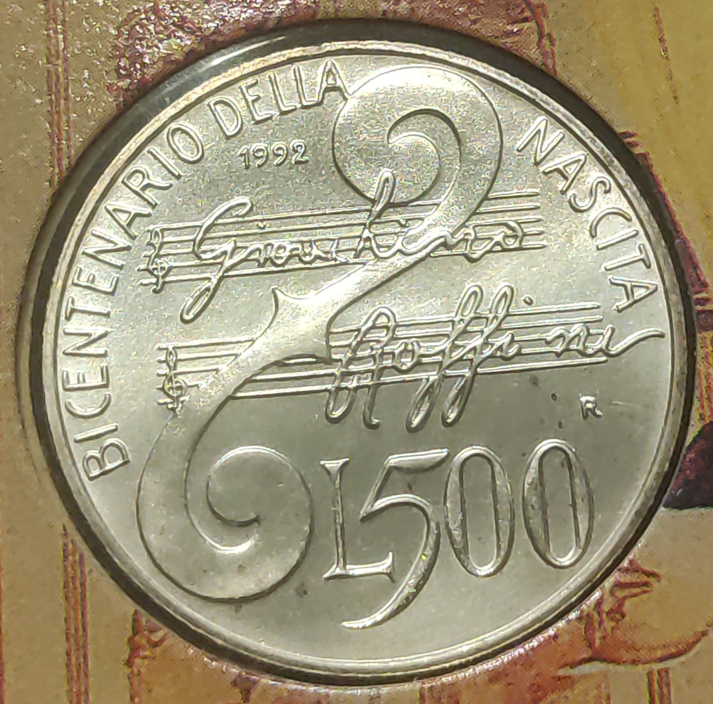 500 LIRE 1992 200 ANNI DELLA NASCITA DI ROSSINI - MONETA IN ARGENTO FDC