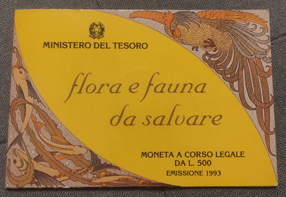 500 LIRE 1993 IPZS FLORA E FAUNA DA SALVARE - MONETA IN ARGENTO FDC