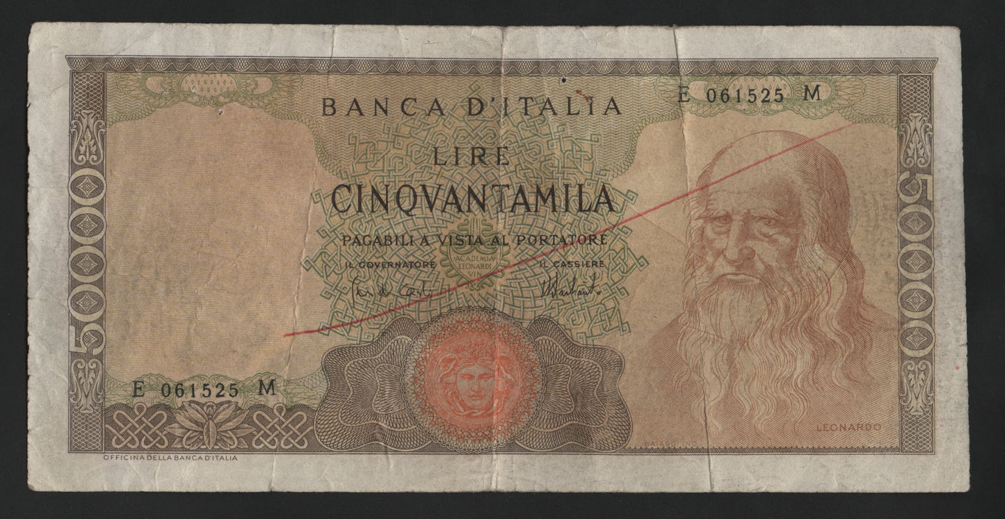 50.000 LIRE LEONARDO 16/05/1972 FALSO D'EPOCA (qBB) - Numismatica_ita