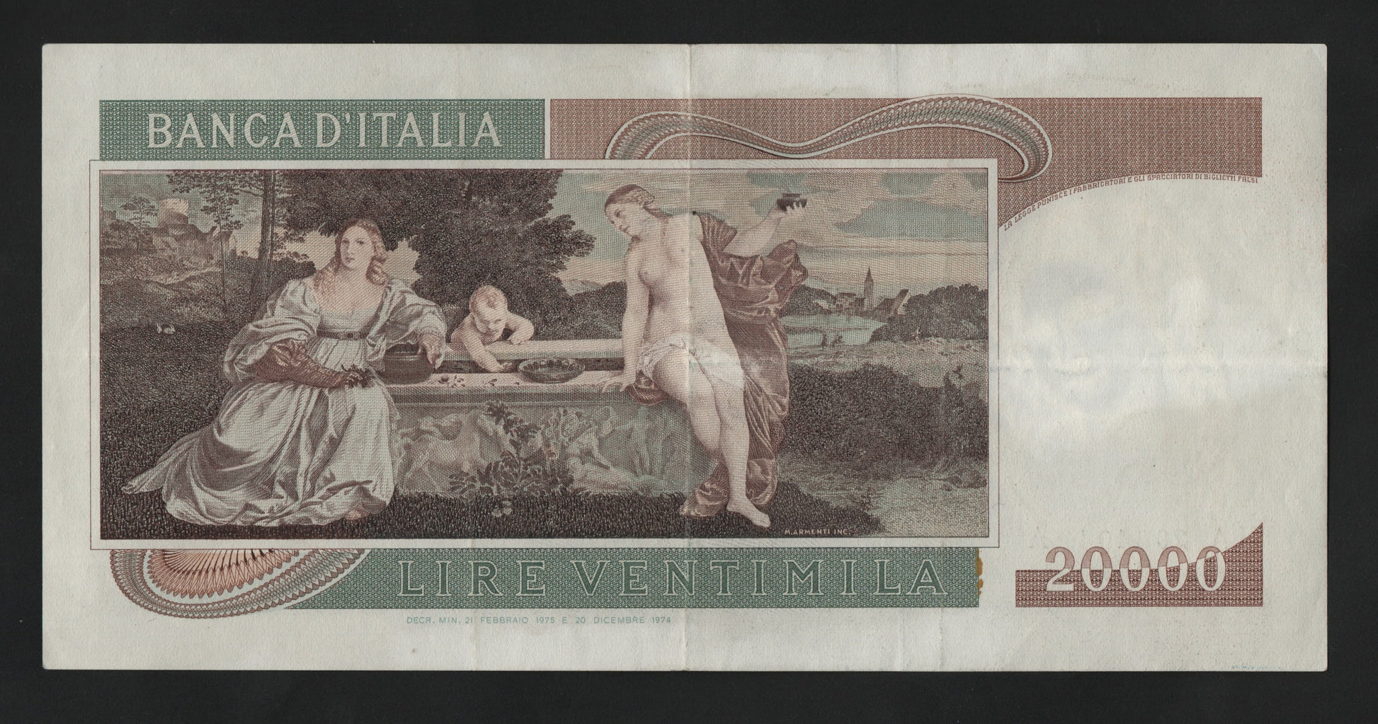 20.000 LIRE TIZIANO 21/02/1975 (qSPL) - Numismatica_ita