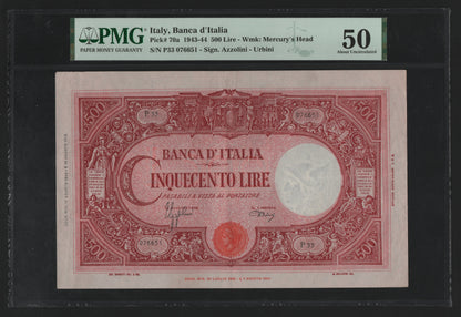 500 LIRE GRANDE "C" (B.I.) BARBETTI 17/08/1944 PMG 50 SUP