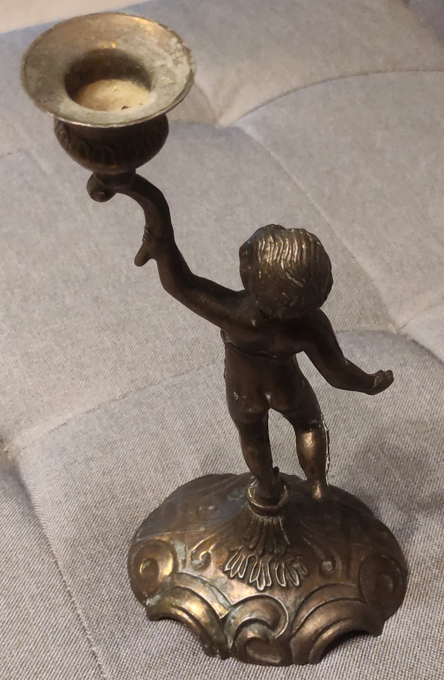 ANTICO CANDELABRO INIZI '900 CON PUTTO STILE NEOCLASSICO - VINTAGE DA COLLEZIONE