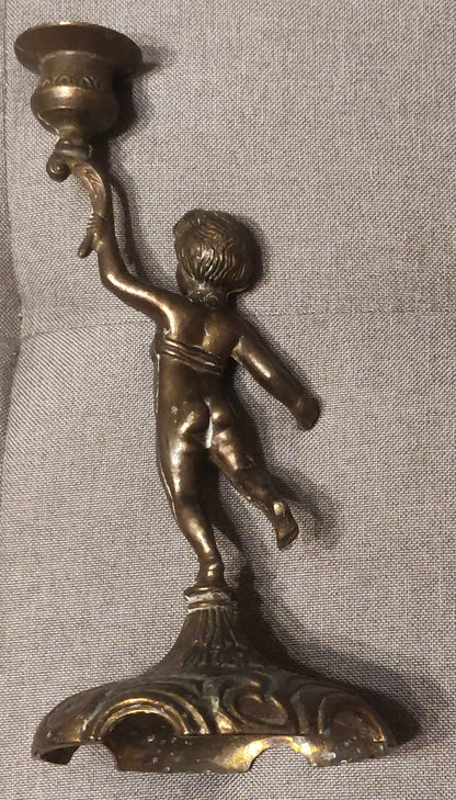 ANTICO CANDELABRO INIZI '900 CON PUTTO STILE NEOCLASSICO - VINTAGE DA COLLEZIONE