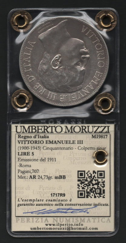 5 LIRE CINQUANTENARIO 1911 (BB+) - Numismatica_ita