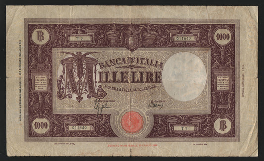 1000 LIRE GRANDE "M" (FASCIO) - 2° TIPO 06/02/1943 (BB) - Numismatica_ita