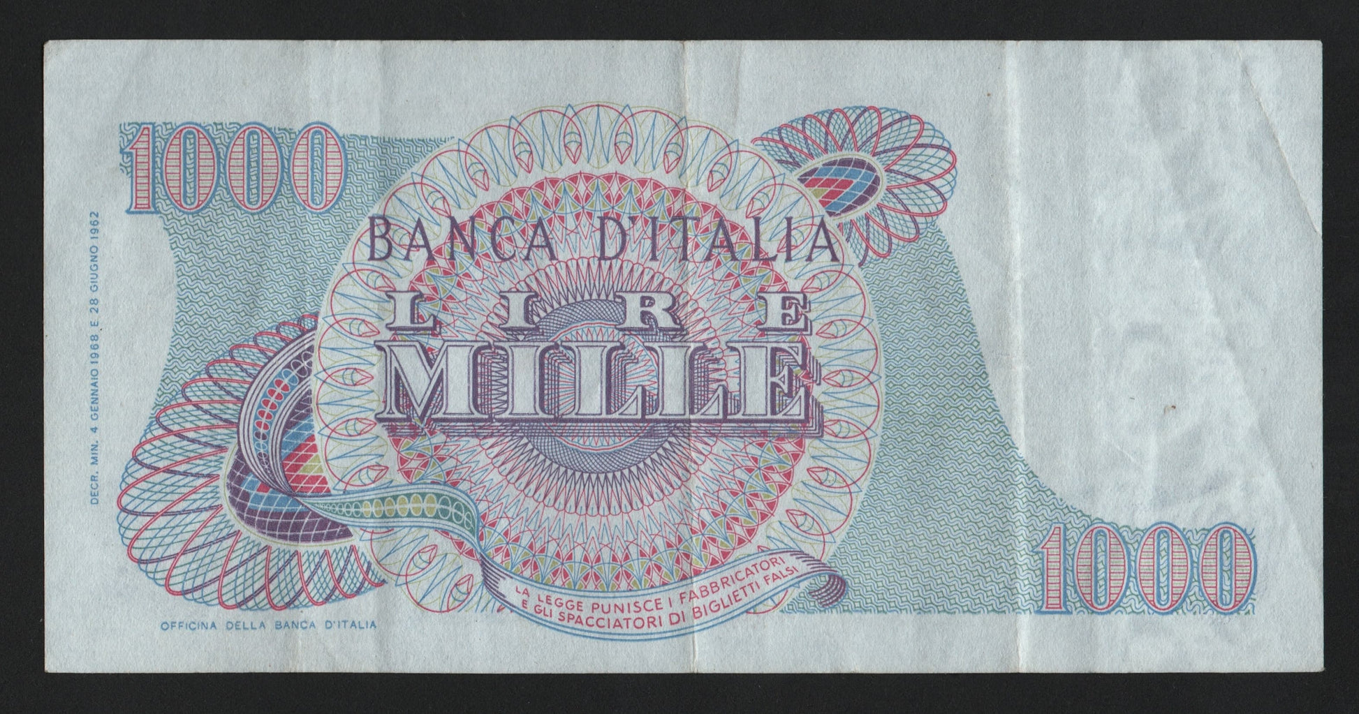 1000 LIRE VERDI 1° TIPO 04/01/1968 (BB+) - Numismatica_ita