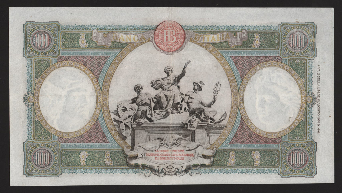 1000 LIRE REGINE DEL MARE (B.I.) 08/10/1943 REPUBBLICA SOCIALE ITALIANA BB+