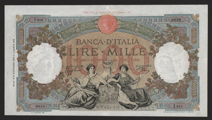 1000 LIRE REGINE DEL MARE (B.I.) 08/10/1943 REPUBBLICA SOCIALE ITALIANA BB+