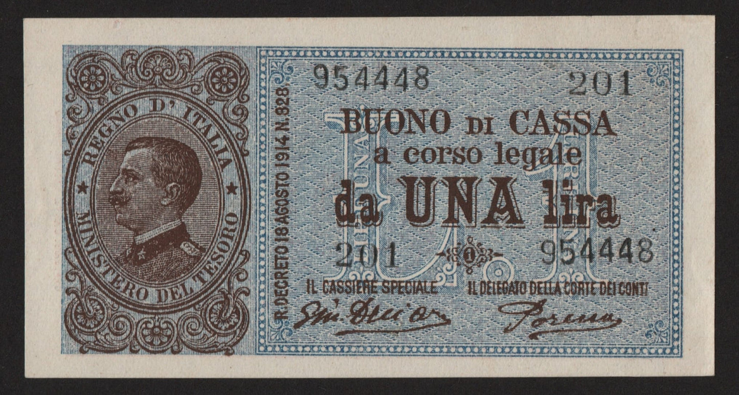 BUONO DI CASSA 1 LIRA VITTORIO EMANUELE III 10/07/1921 qFDS