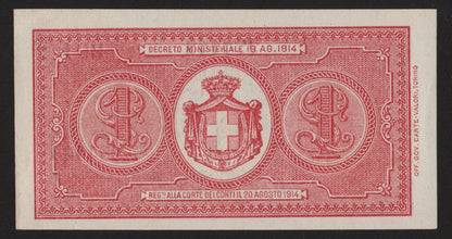 BUONO DI CASSA 1 LIRA VITTORIO EMANUELE III 10/07/1921 qFDS