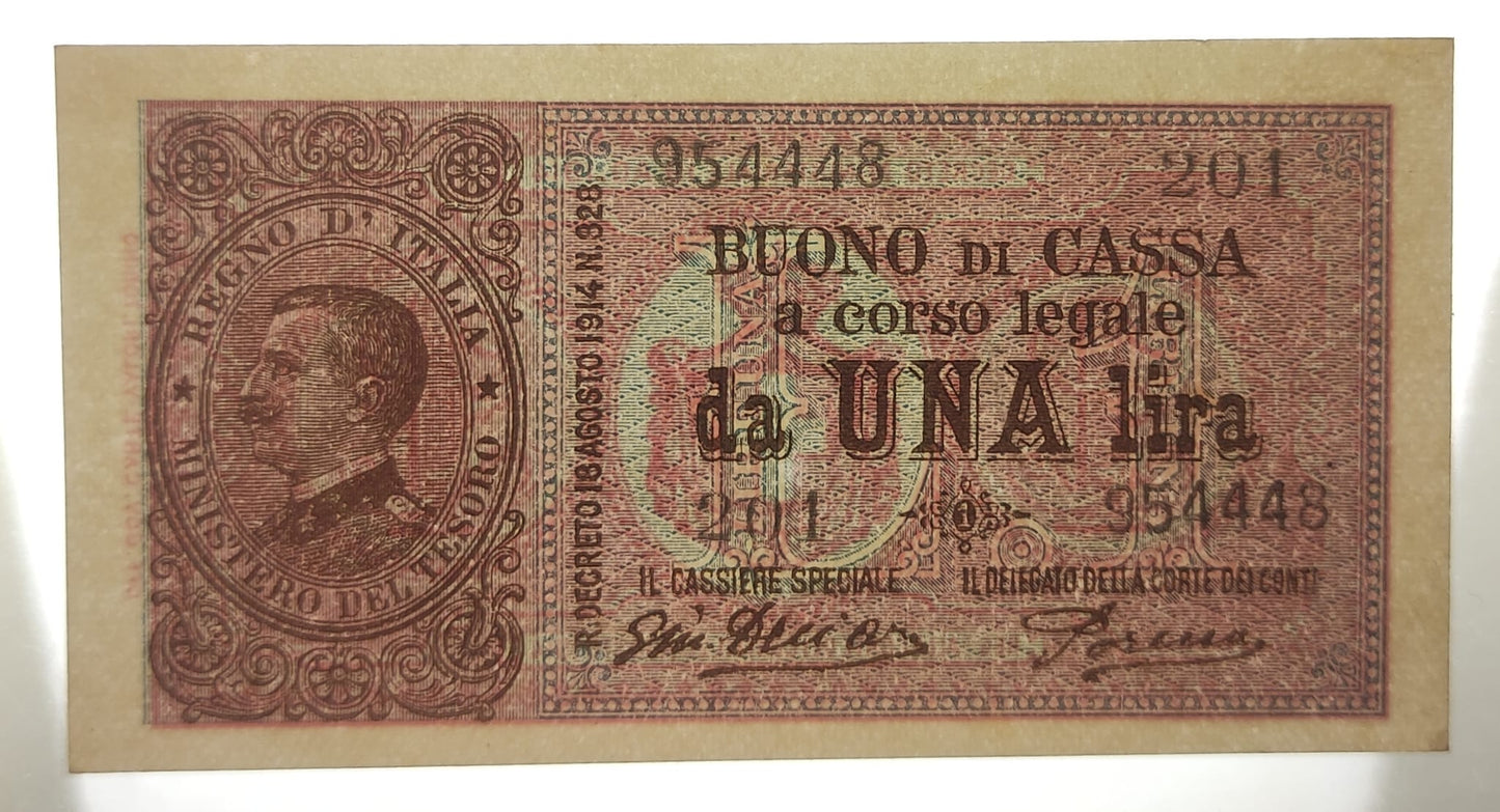 BUONO DI CASSA 1 LIRA VITTORIO EMANUELE III 10/07/1921 qFDS