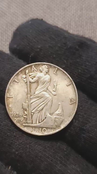 10 LIRE IMPERO 1936 qFDC MONETA IN ARGENTO REGNO D'ITALIA