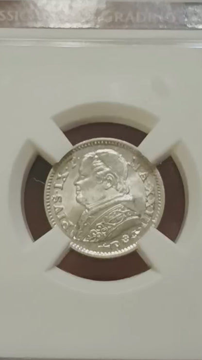 10 SOLDI 1868 XXIII STATO PONTIFICIO PIO IX CCG MS65 FDC MONETA IN ARGENTO